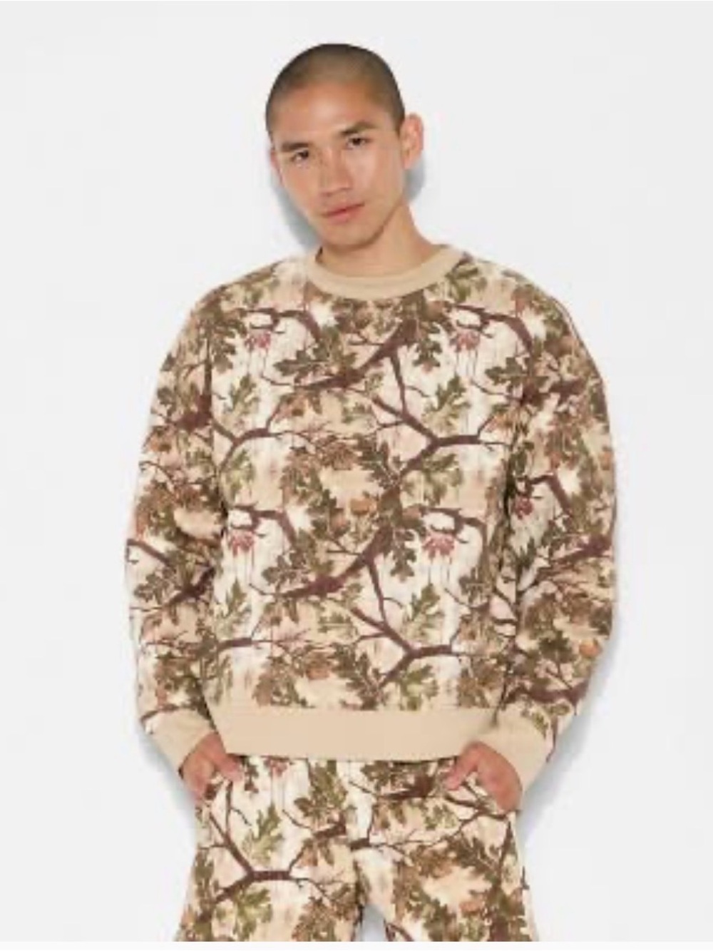 Men’s Fleece Crewneck Sweatshirt- Green Camo M
